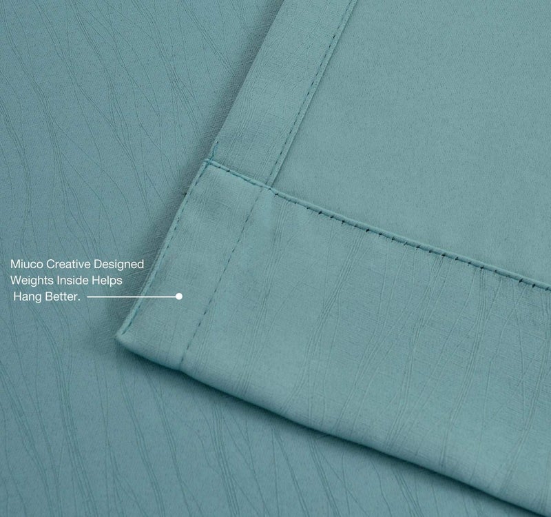 MIUCO Blackout Curtains Room Darkening Curtains Textured Grommet Curtains for Window Treatment 2 Panels 52x63 Inch Long Teal - Image 4